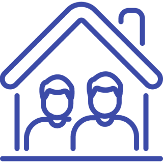 Two people inside a house icon.
